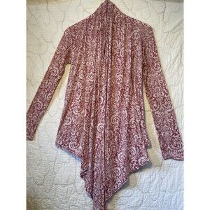 Beyond Vintage  Wrap/ Cardigan Pink White Shoulder Blouse Womens Size XS/SM
